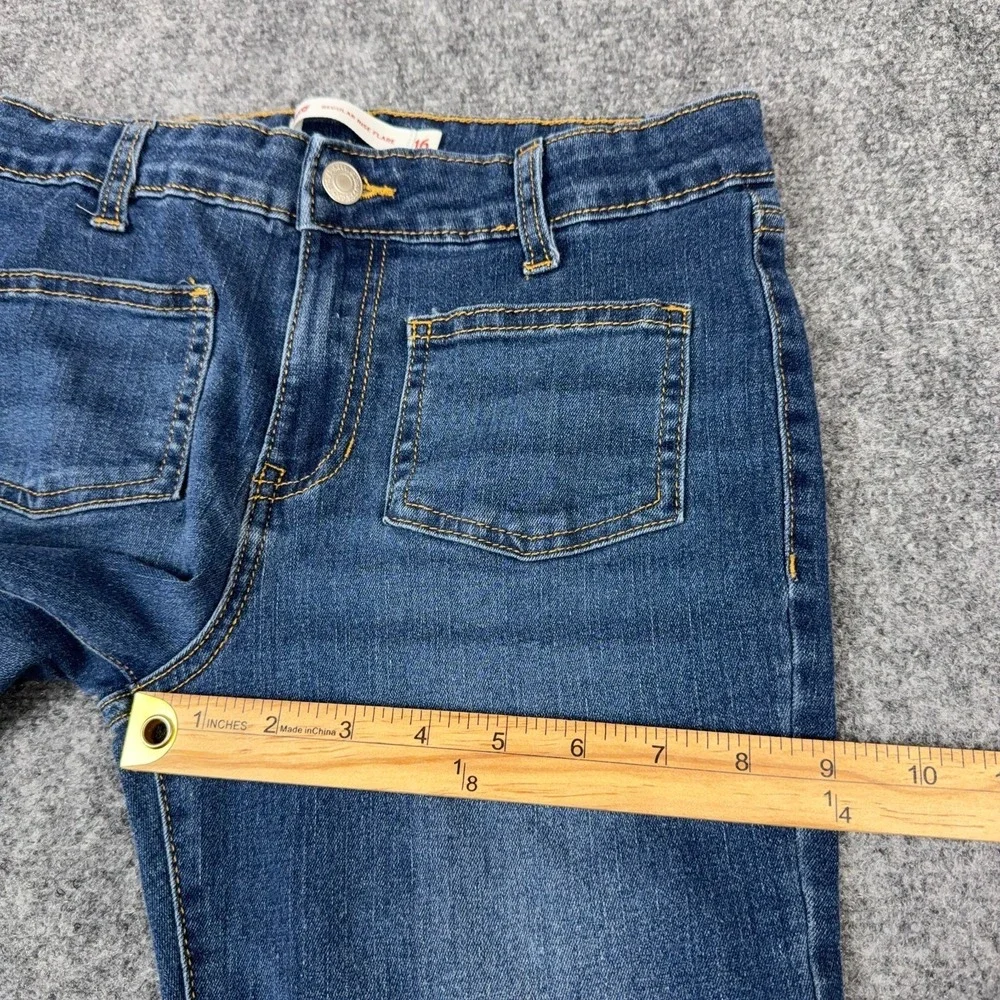 Levis Girls Size 16 Regular Rise Flare Jeans‎ Blue Stretch Denim Medium Wash